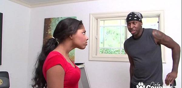  Tiffan Lets Her Trainer Put His Cock Inside Her Little Black Puss